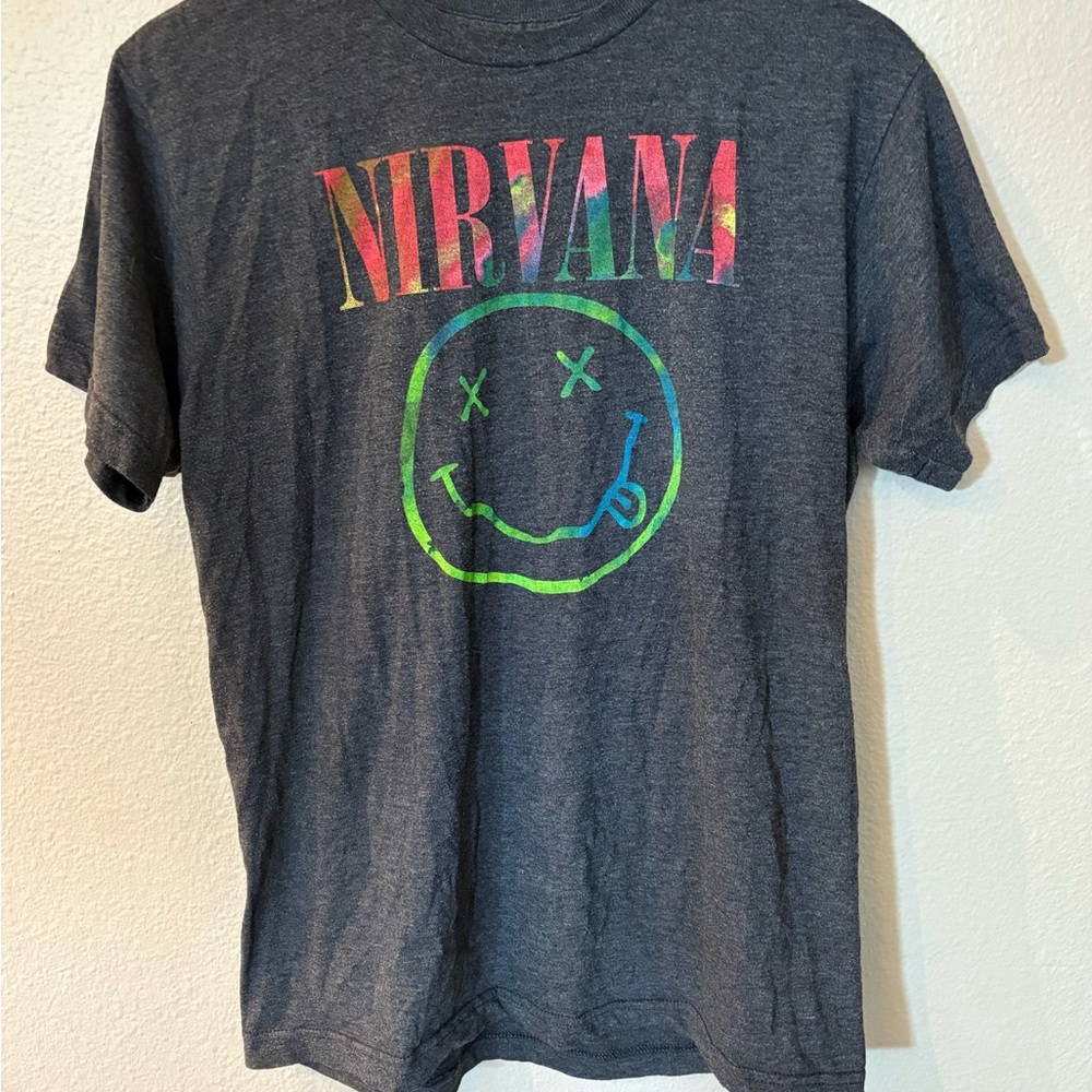 NIRVANA Charcoal Tee with Colorful Logo